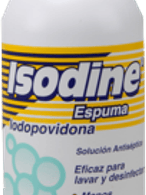 Iodopovidona en espuma, contenido de 120 ml.