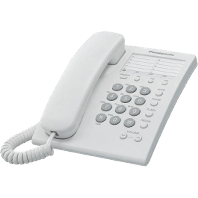 Teléfono alámbrico modelo KS-TS550MEW con flash y 13 memorias.
