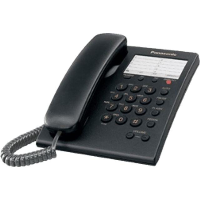 Teléfono Alámbrico KX-TS550MEB, color negro, con flash y 13 memorias.