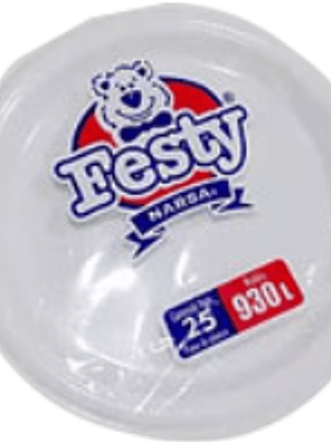 Plato de plástico tamaño grande, bolsa con 25 piezas.