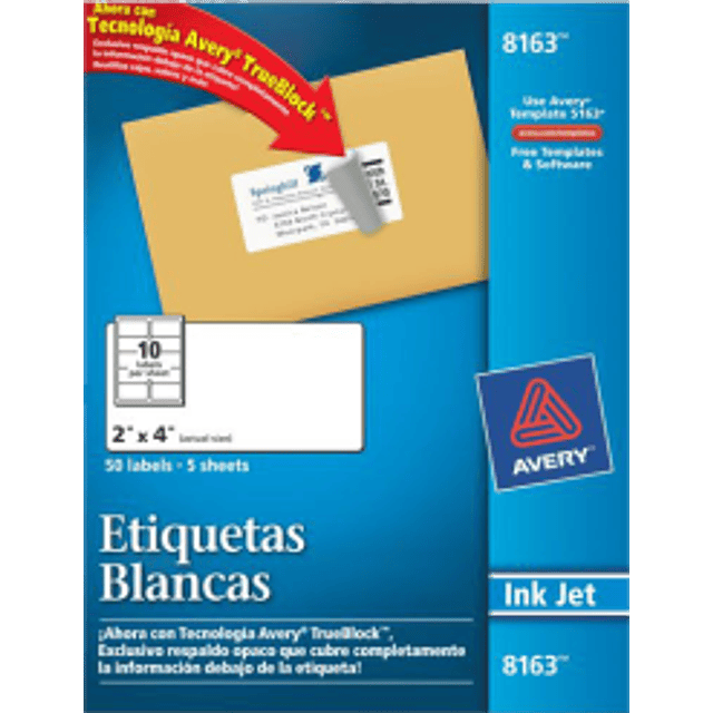 Etiquetas blancas 5.1 x 10.2 cm. caja con 250 etiquetas