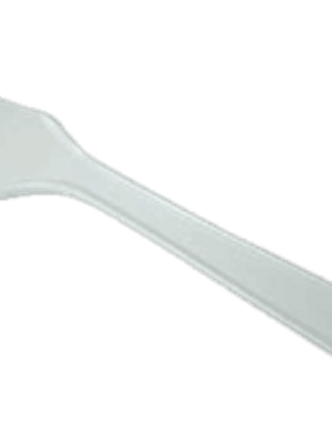 Tenedor tamaño grande color blanco, bolsa con 25 piezas,