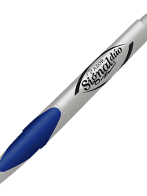 Marcador Duo Permanente, Signal color azul punta fino y ultrafino.