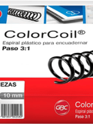 Espiral plástico color negro tamaño 10 mm paquete con 90 piezas.
