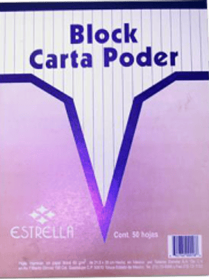 Carta Poder, block con 50 piezas