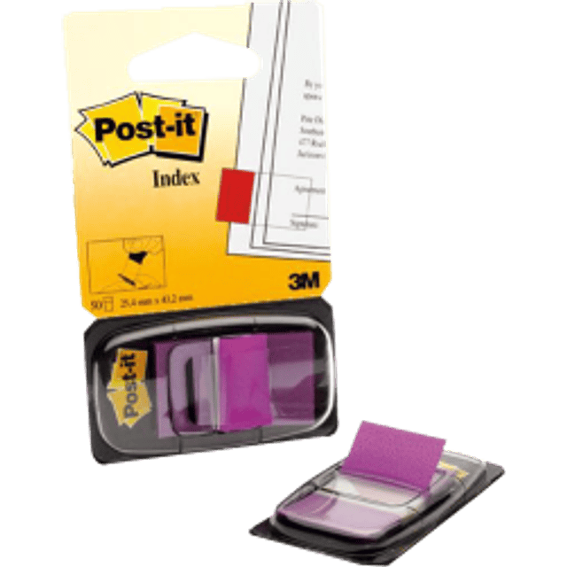 Banderitas color violeta modelo 680, paquete con despachador de 50 piezas.