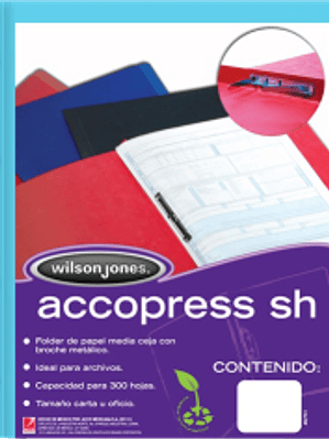 Folder Accopress color azul claro con broche 8 cm, de 1/2 ceja.