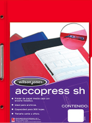 Folder Accopress tamaño oficio 1/2 ceja de color rojo.