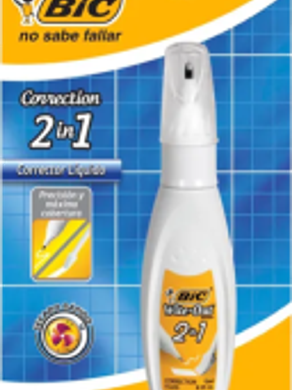 Corrector liquido 2 en 1, con aplicador de esponja y pluma, contenido 15 ml. 1