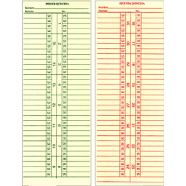 Tarjeta mensual modelo M-5175.