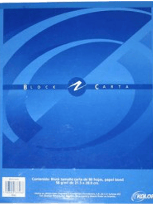 Block de cuadro chico tamaño carta, block con 80 hojas.