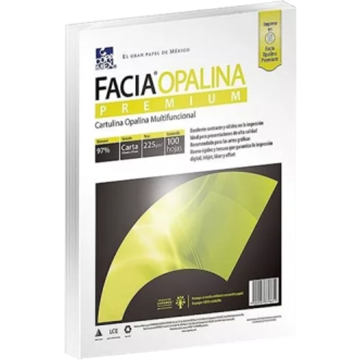 Papel opalina cartulina color blanco tamaño oficio de 225...