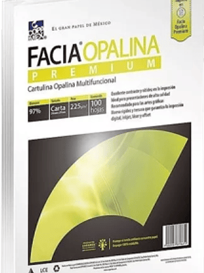 Papel opalina cartulina color blanco tamaño oficio de 225 gramos, paquete con 100 hojas