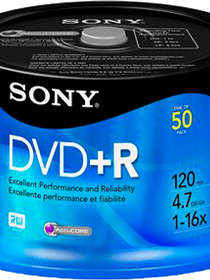 DVD-R 120 MIN 4.7GB 1-16X campana con 50 piezas