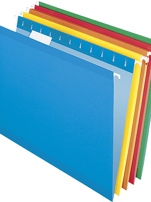 Folder colgante tamaño carta colores surtidos, caja con 25 piezas.