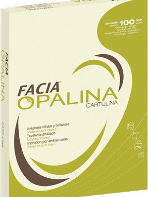 Papel opalina cartulina color marfil tamaño carta de 225 grs, paquete con 100 hojas.
