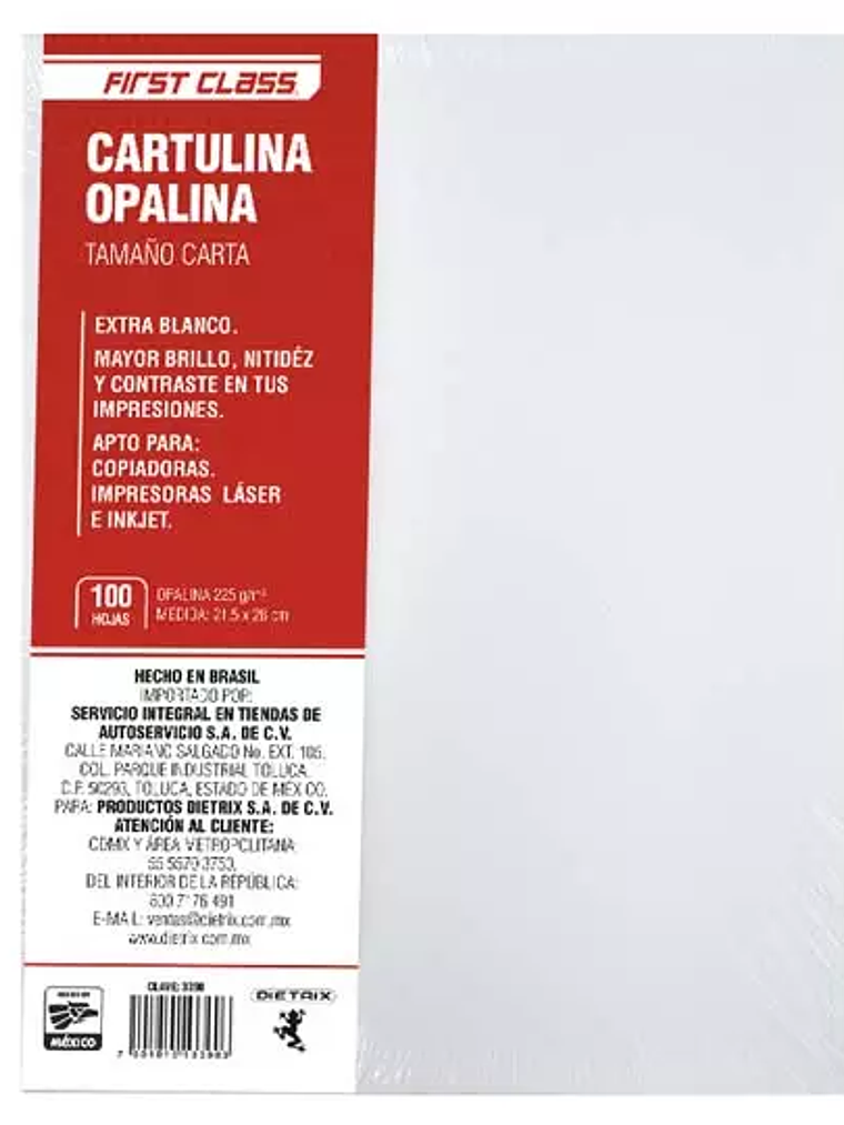 CARTULINA OPALINA DIETRIX 100 HOJAS TAMA 1