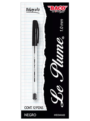 Bolígrafo BACO Le Plume negro, punto med