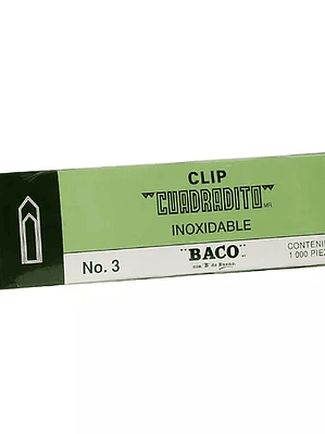 Clip Baco cuadrito no. 3, 1 caja con 100