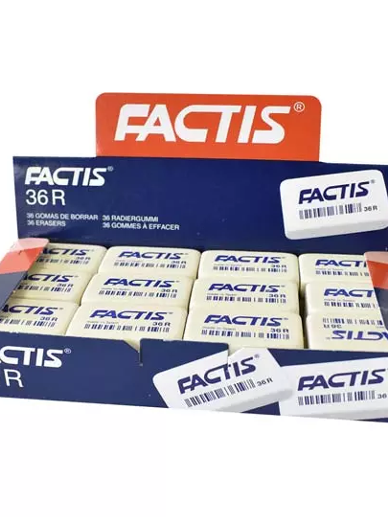 Goma Factis 36RB color blanco caja con 3 1