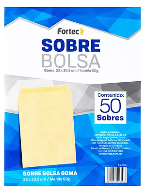 Sobre manila engomado Fortec carta caja