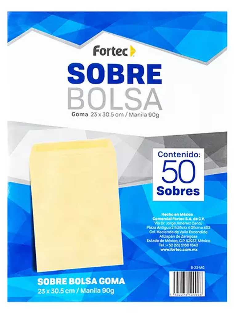 Sobre manila engomado Fortec carta caja 1