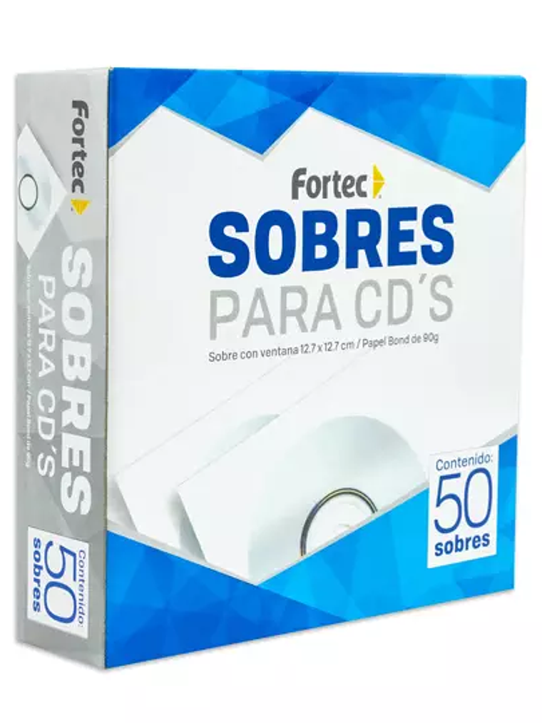 Sobre blanco para CD Fortec con ventana 1