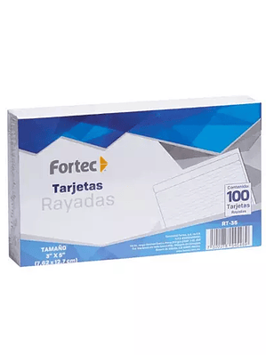 Tarjeta índice Fortec rayada 7.62 x 12.7