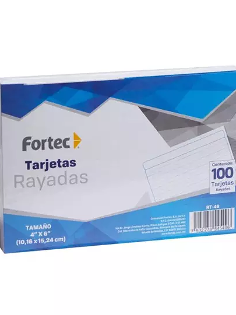 Tarjeta índice Fortec rayada 10.16 x 15. 1