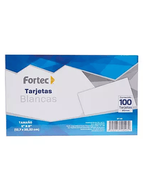 Tarjeta índice Fortec rayada 12.7 x 20.3