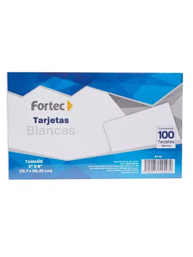 Tarjeta índice Fortec rayada 12.7 x 20.3 1