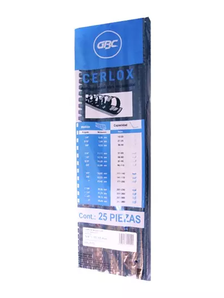Gusano cerlox GBC plástico negro 5/8 