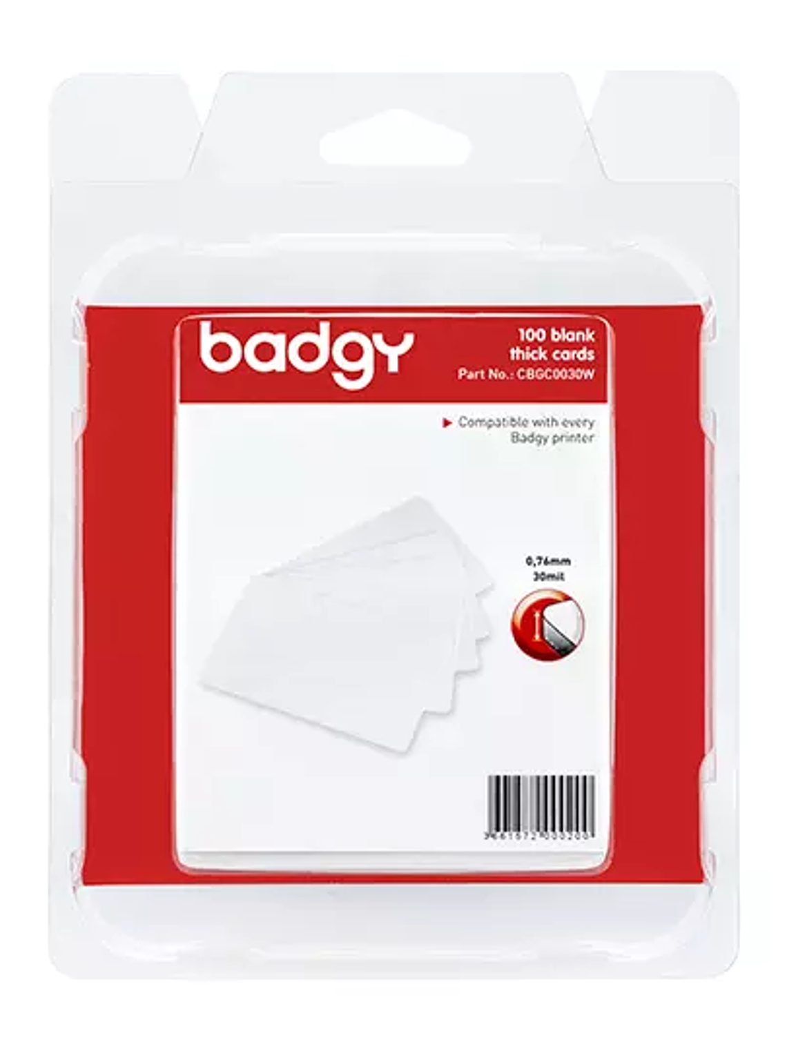 Paquete de 100 Tarjetas PVC Cal. 030 BAD 1
