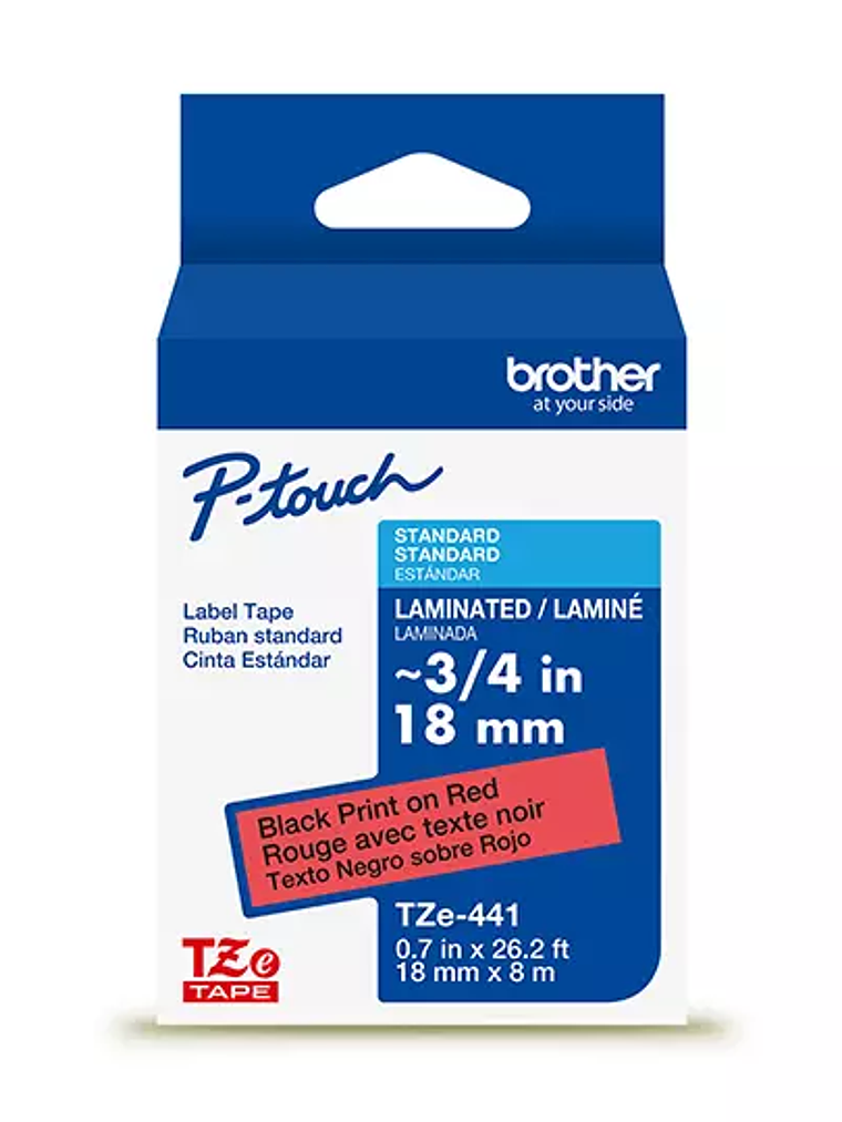 Cinta Brother negro sobre rojo 18mm para 1