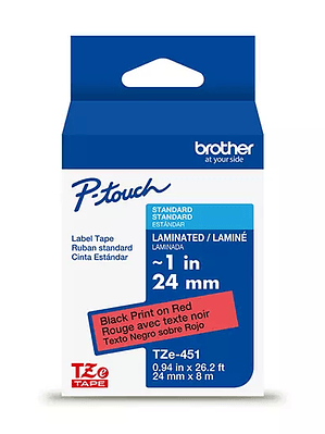 Cinta Brother TZE451G rojo/negro.