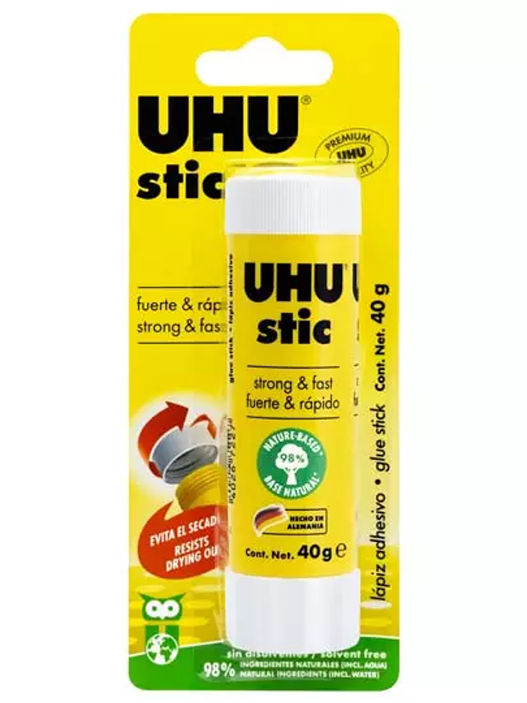 Lápiz adhesivo UHU Stic de 40 gr blíster 1