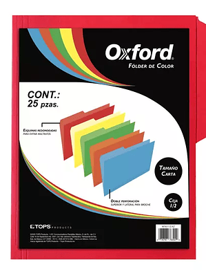 Folder de color Oxford carta color rojo