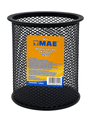 Portalápiz mae de malla metálica negro.