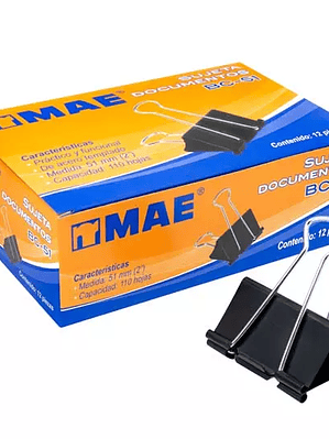 Sujetadocumentos mae de 51 mm 12 piezas.