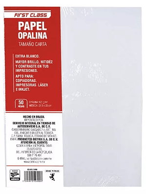 PAPEL OPALINA DIETRIX 50 HOJAS TAMAÑO CA