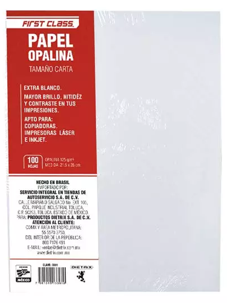 PAPEL OPALINA DIETRIX 100 HOJAS TAMAÑO C 1