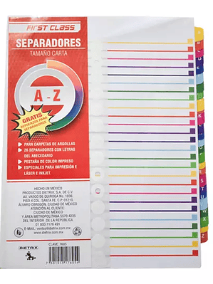 Separadores Dietrix tamaño carta de la A