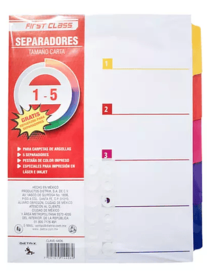 Separadores Dietrix tamaño carta del 1 a