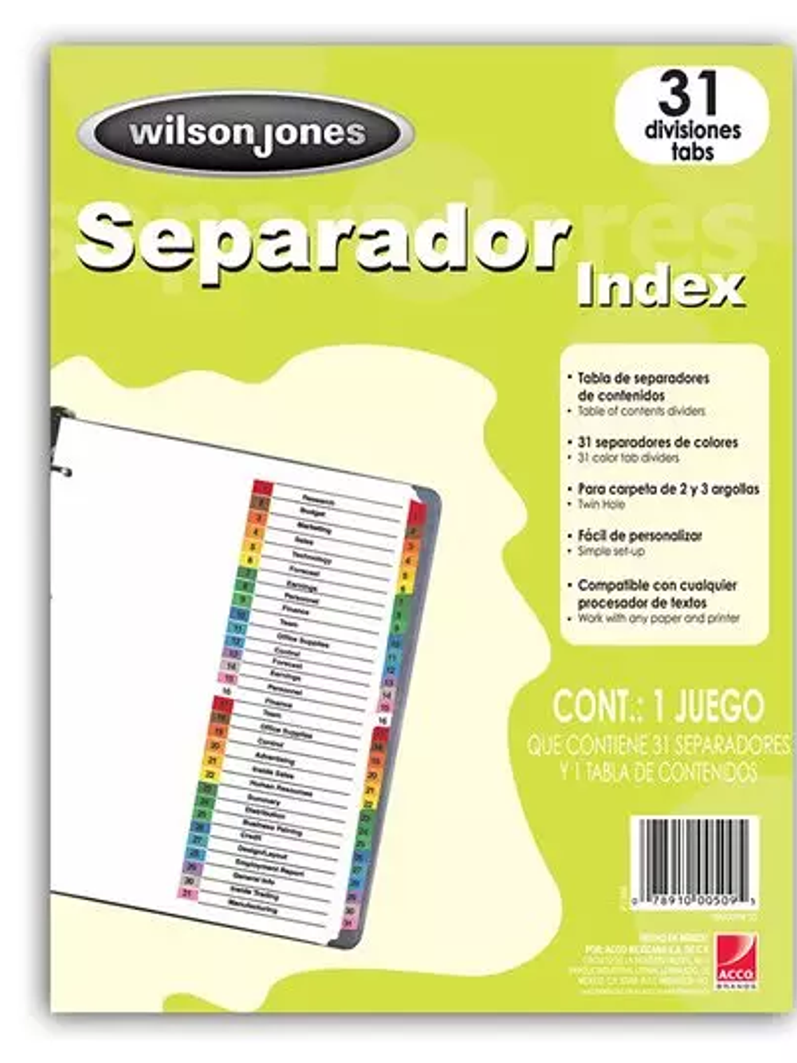 Separador c/numeración 31 divisiones ACC 1