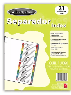Separador c/numeración 31 divisiones ACC
