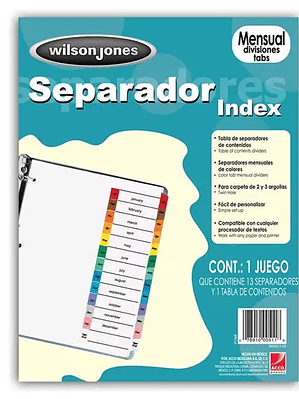 Separador mensual ACCO tamaño carta.