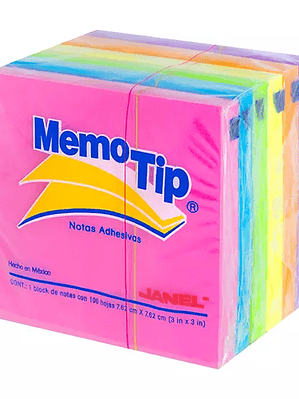 Notas Adhesivas Memo Tip neon 3x3 pulg 6