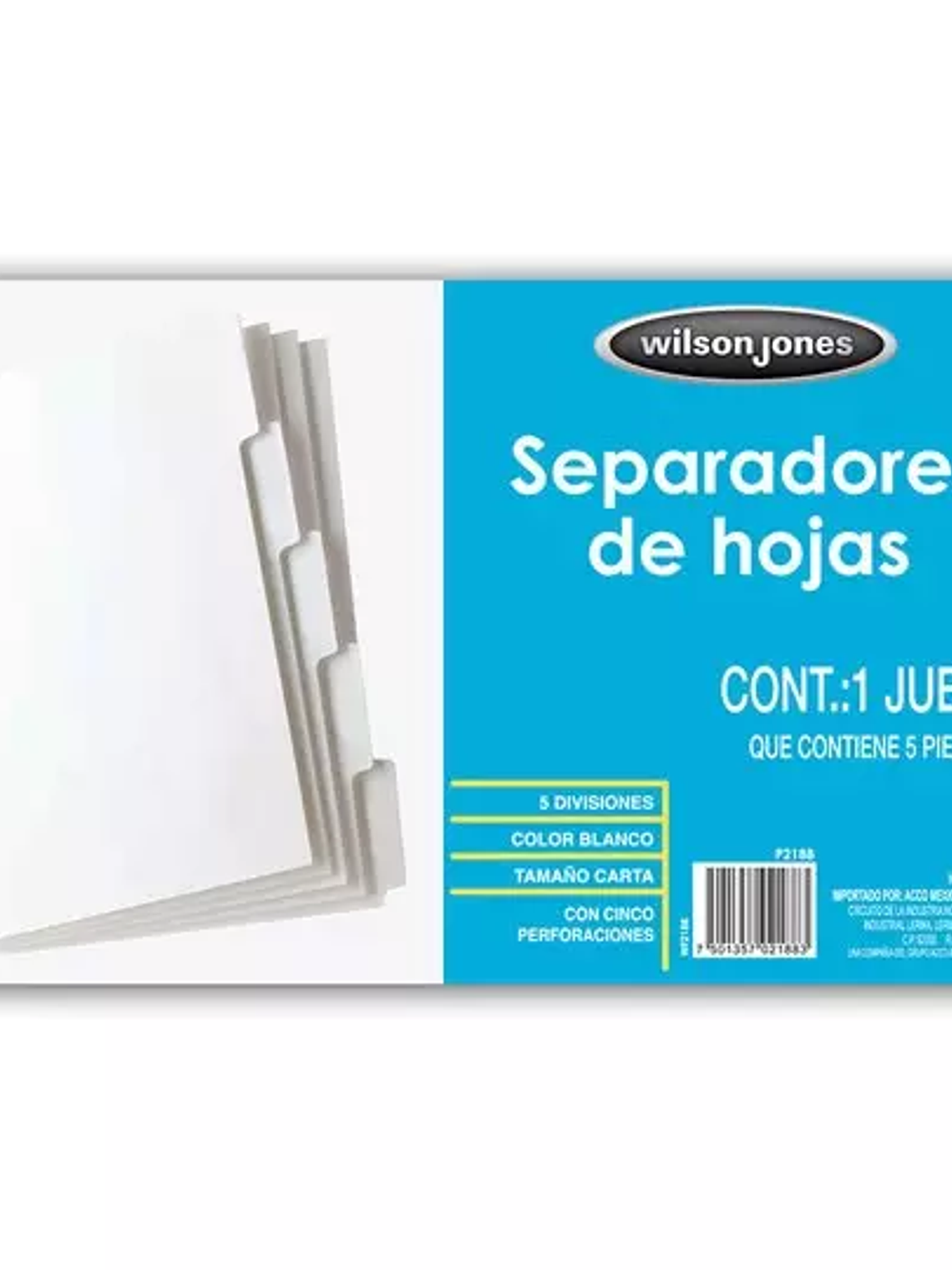 Separador blanco 5 divisiones ACCO tamañ 1