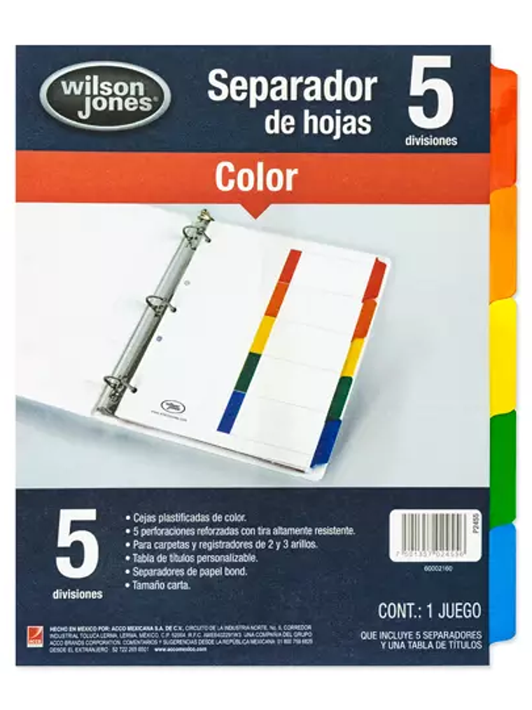 Separador sin numeración 5 divisiones AC 1