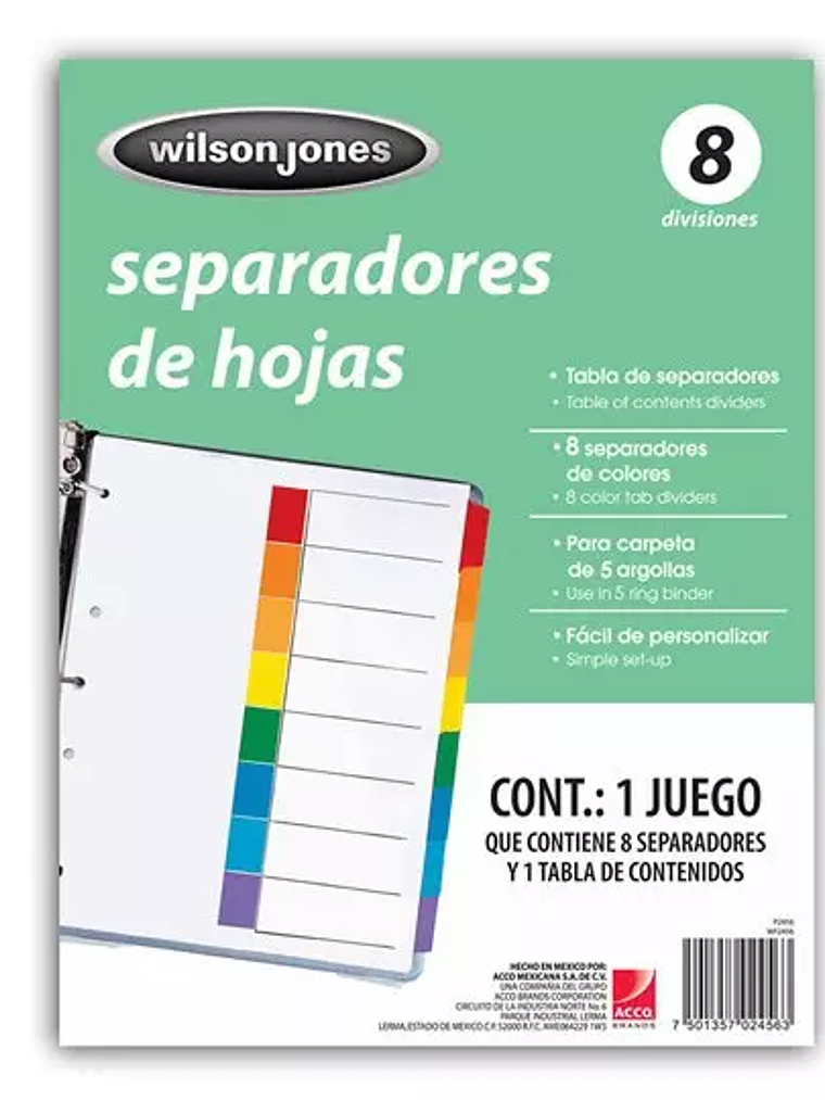 Separador sin numeración 8 divisiones AC 1